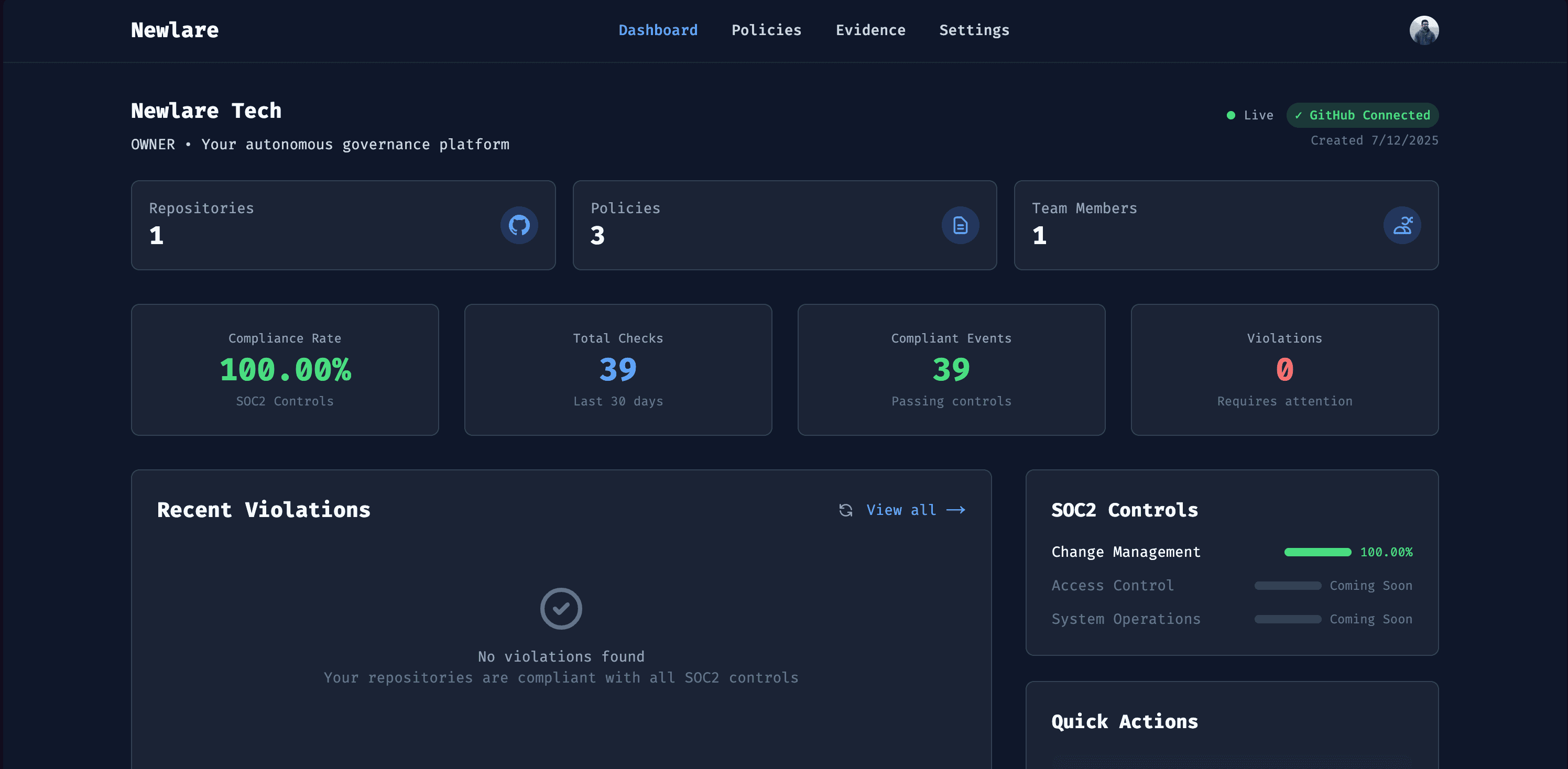 Newlare Dashboard Preview